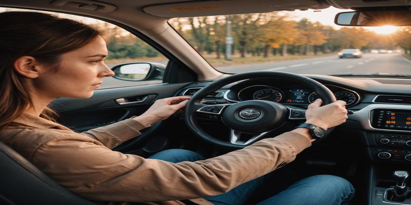 Nervous learner gripping the steering wheel