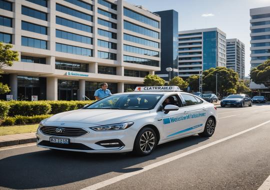 Driving lesson on a tree-lined street in Westmead near the hospital precinct