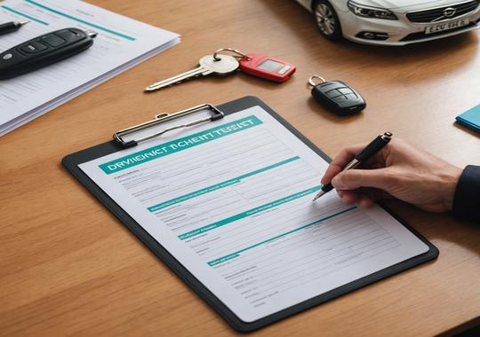 Learner driver preparing for their driving test with an instructor beside them